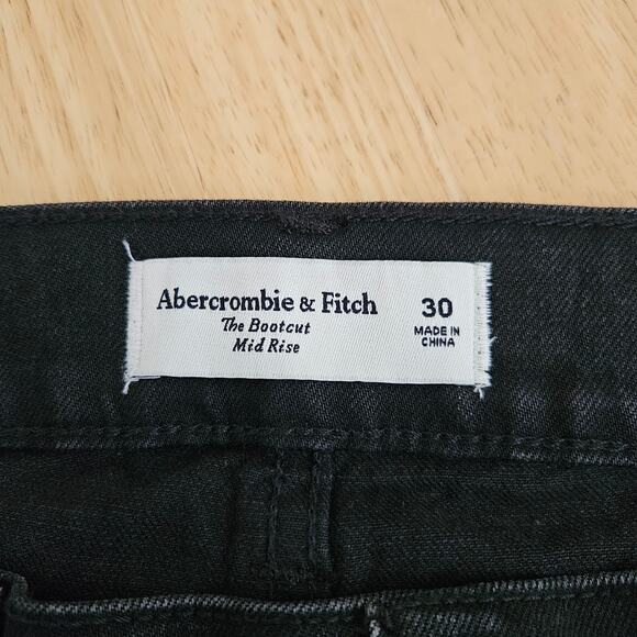 Abercrombie & Fitch Mid Rise Bootcut Jean Black 34" inseam Sz 30 NWT - Picture 5 of 10